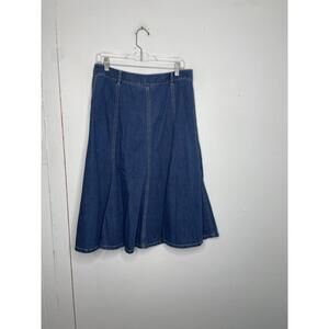 Relativity Skirt Womens 8 Natural Maxi Denim Jean Pleated Modest Cottagecore